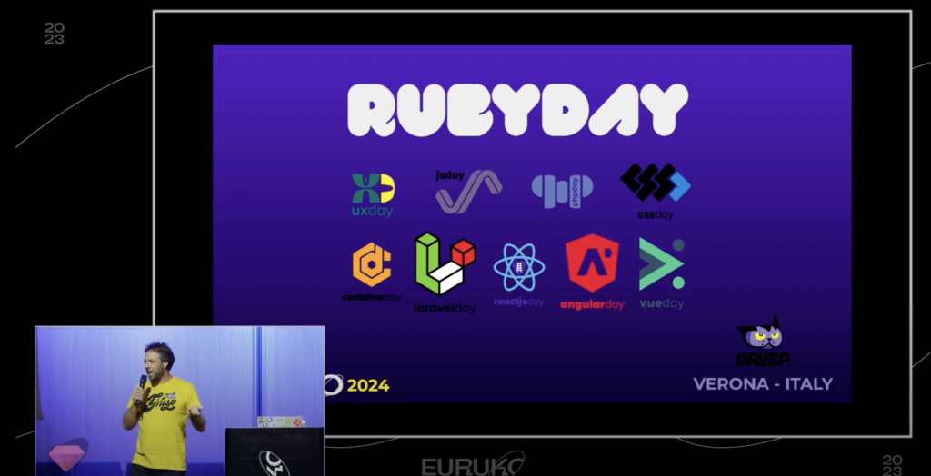GrUSP sul palco di Euruko a presentare rubyday 2024
